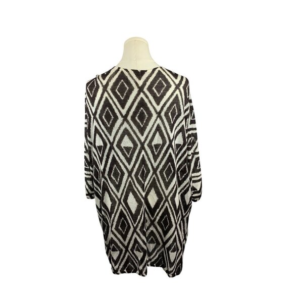Chicos Womens Open Front Cardigan Jacket Size 3 Black & White Diamond Print - Picture 3 of 4